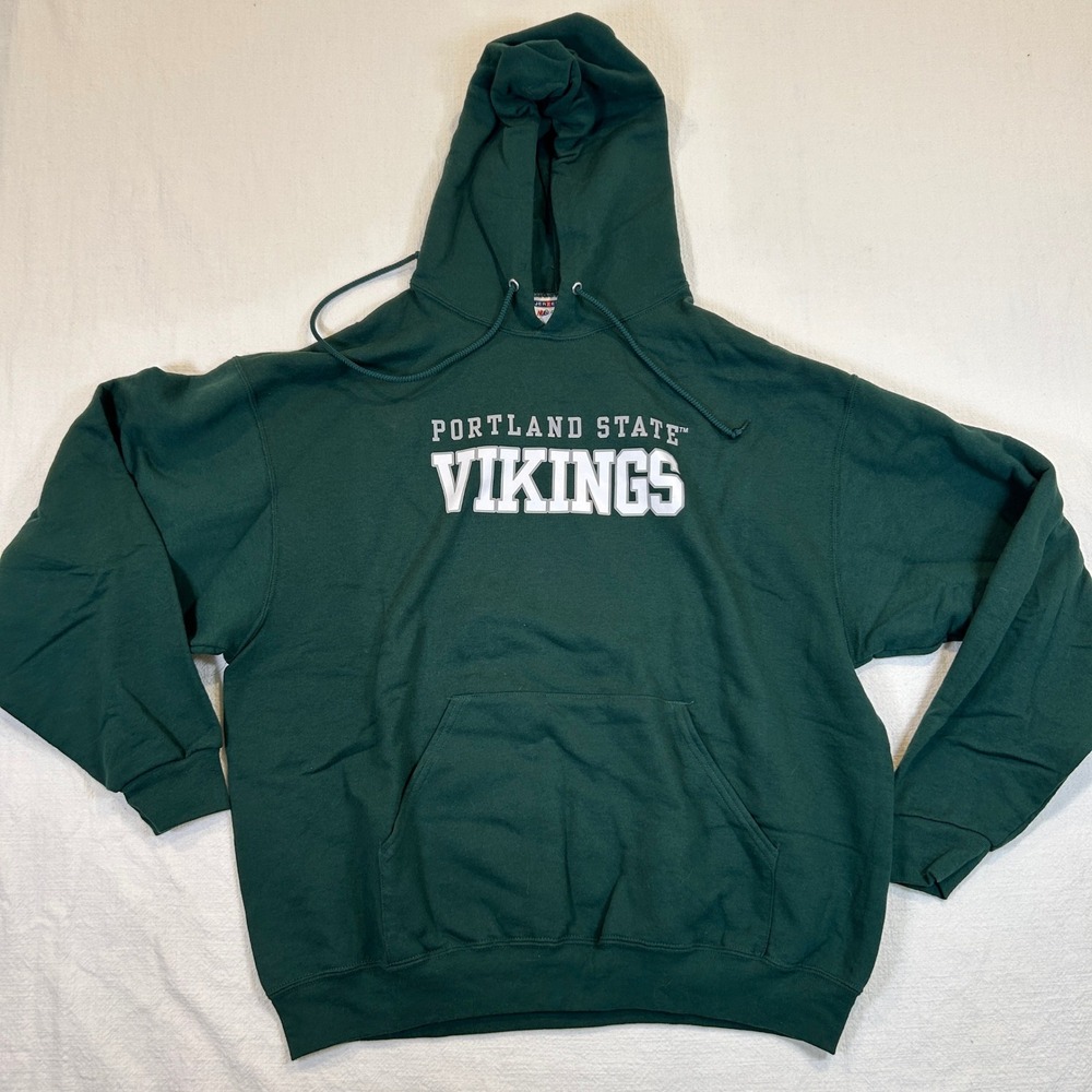 Jerzees Portland State Vikings Hoodie XL Forest Green NuBlend Sweatshirt Mens